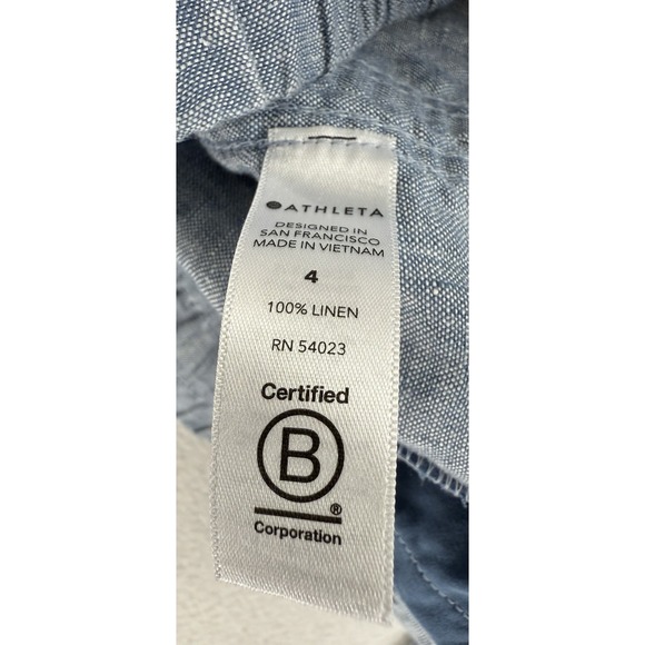 Athleta Cabo Pants Womens 4 Chambray Blue Wide Leg Linen Drawstring Beachy - Picture 9 of 11